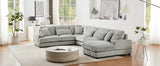 129" Oversized U-shaped Sofa Sectional in Soft Corduroy with a Chaise Lounge , Grey