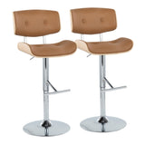 Lombardi - Contemporary Adjustable Barstool With Swivel With Straight T Footrest (Set of 2)