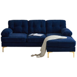 83" Modern Velvet Sofa Chaise - Blue