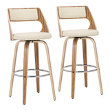 Cecina - Mid-Century Modern Fixed Height Barstool With Swivel (Set of 2) - Zebra / Cream