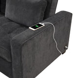 66.5" Upholstered Loveseat With Pull Out Bed, Two Throw Pillows, Dual USB Charging Port and Adjustable Backrest - Black