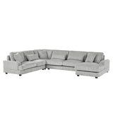 129" Oversized U-shaped Sofa Sectional in Soft Corduroy with a Chaise Lounge , Grey