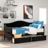 Wooden Daybed With 2 Drawers, Sofa Bed For Bedroom Living Room, No Box Spring Needed