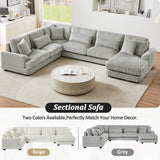 129" Oversized U-shaped Sofa Sectional in Soft Corduroy with a Chaise Lounge , Grey