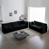 Modern Chenille 3 Piece Living Room Set - Black