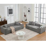 2 Piece Boucle Cloud Living Room Set with 2 Trays - Dark Gray