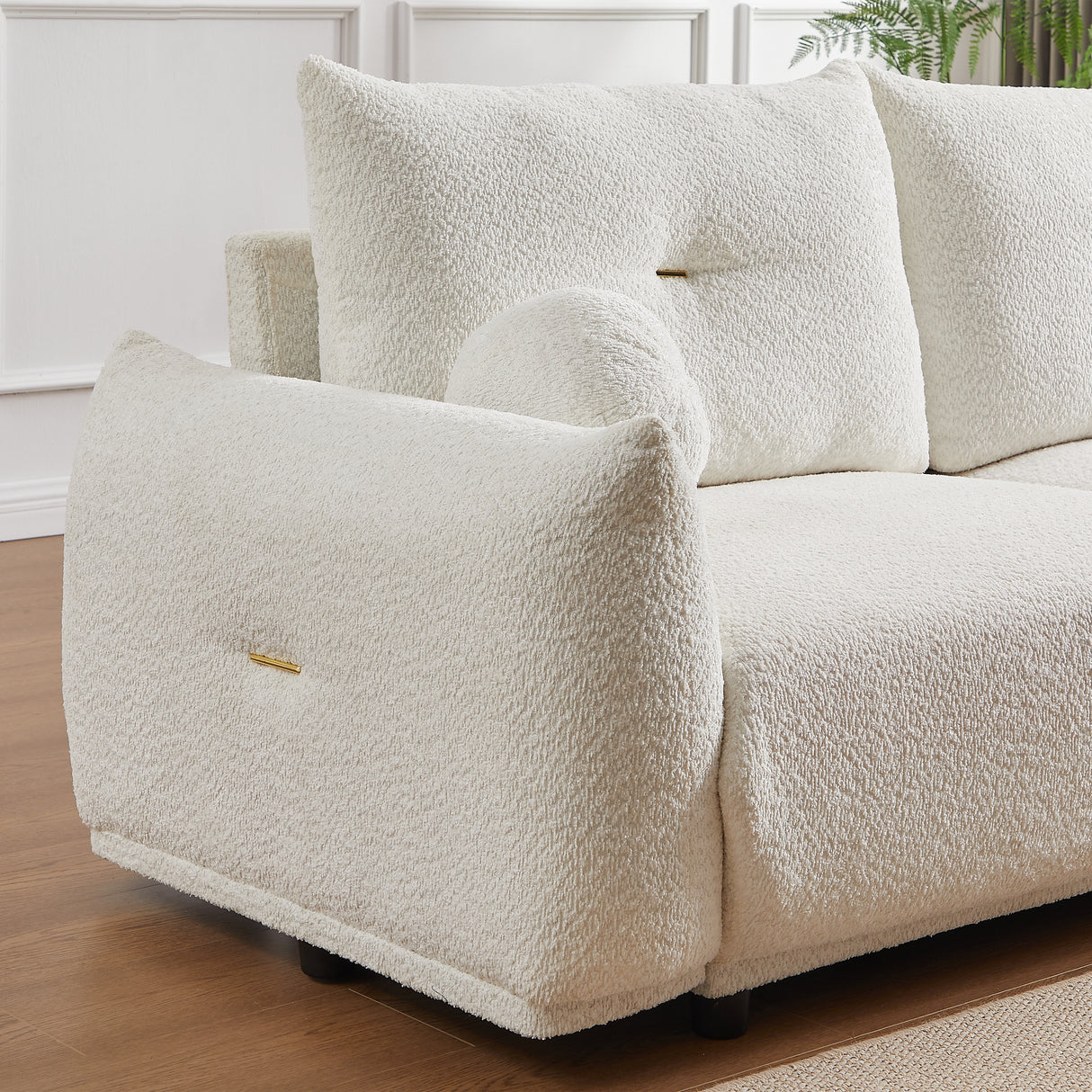 2 Piece Living Room Set with Four Pillows - Off White