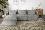 113.3" Modular Sectional Sofa with Ottoman, USB and USB-C Ports, Gray