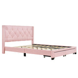 Queen Upholstered Platform Storage Bed With Two Drawers - Pink