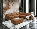 Brighton - Top Grain Leather 6 Pieces Modular Sectional With 1 Ottoman - Brown