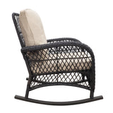 Outdoor Rattan Rocker With Powder-Coated Metal Frame - Brown / Beige