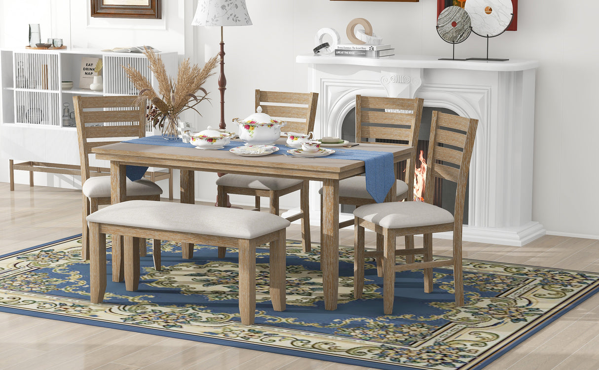 TREXM 6Pc  Dining Set (Natural Wood Wash)