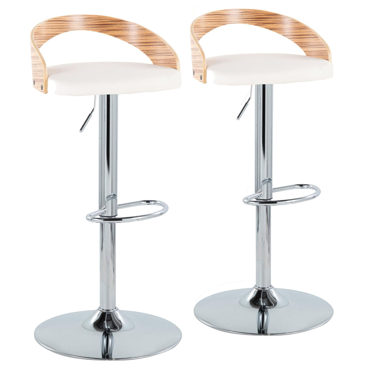 Grotto - Mid Century Modern Adjustable Height Barstool With Swivel With Oval Footrest (Set of 2)