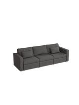 Modern Cotton Linen Modular Sectional Sofa, with Pillows - Dark Gray