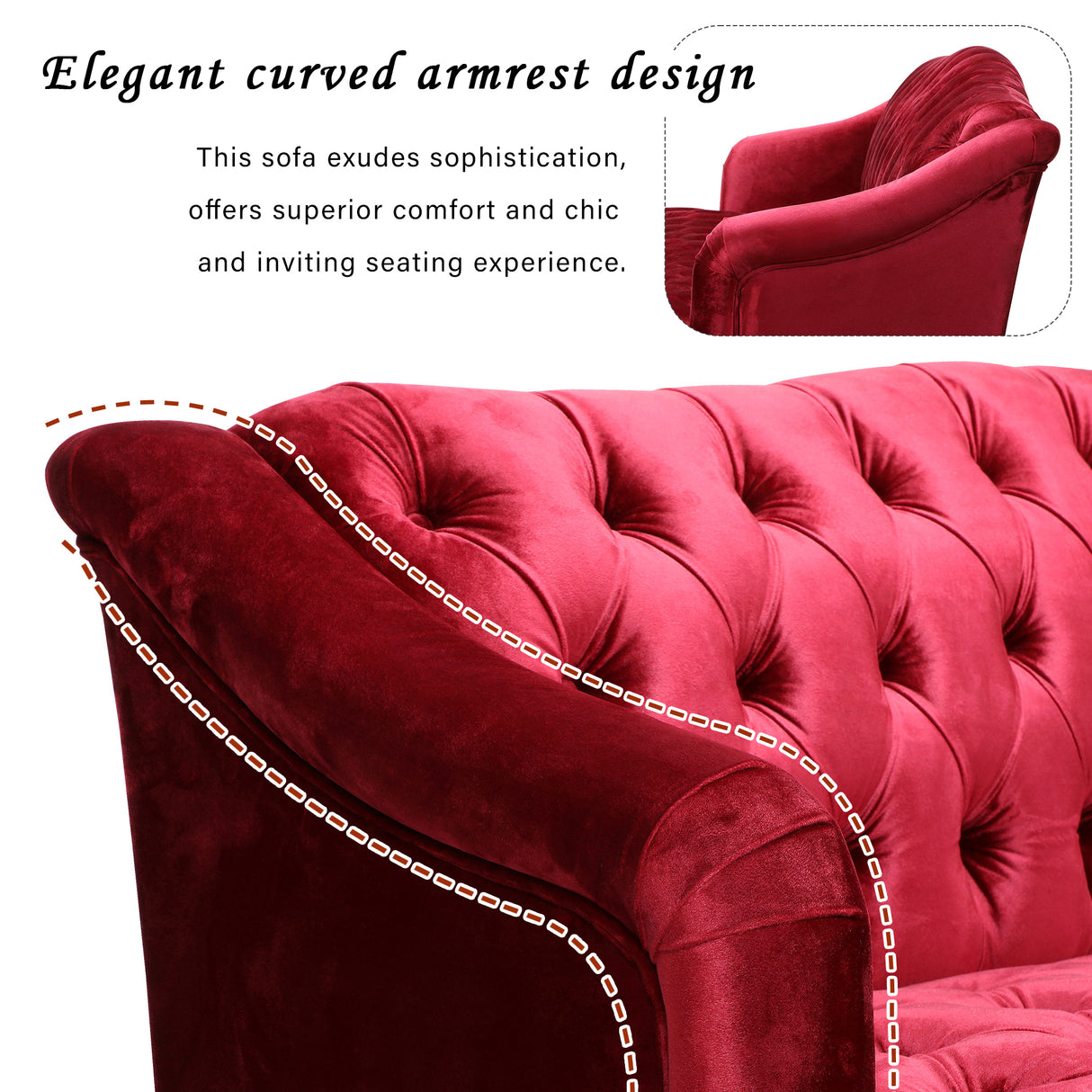 Sturdy Velvet Sofa - Red