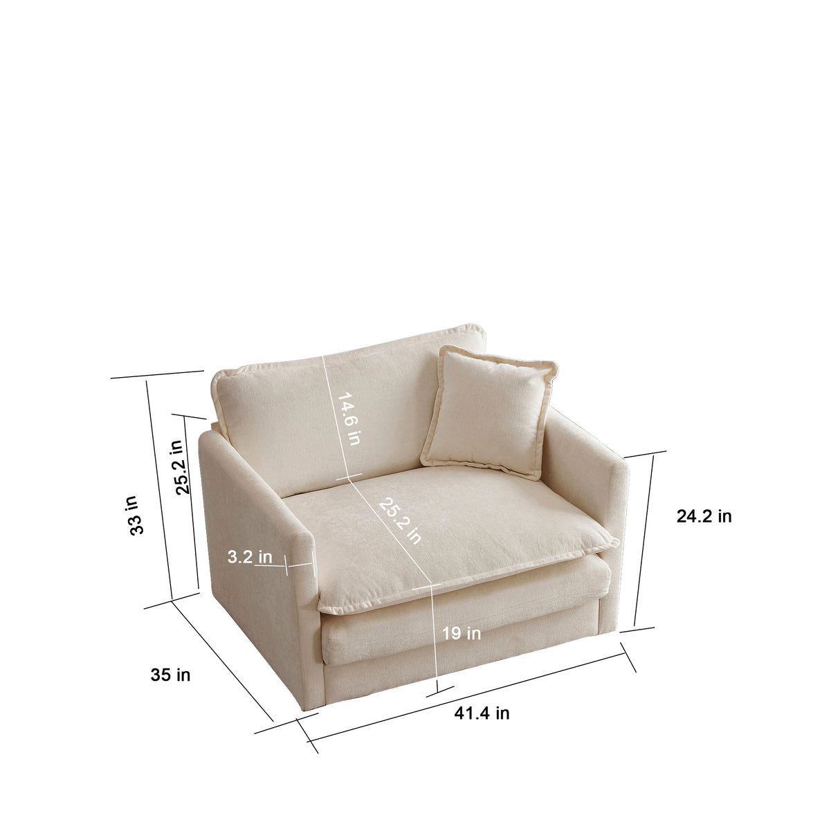 3 Piece Chenile Living Room Set - Beige