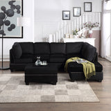 Reversible Sectional Sofa Space Saving With Storage Ottoman Rivet Ornament L-Shape Couch For Small Or Large Space Dorm Apartment