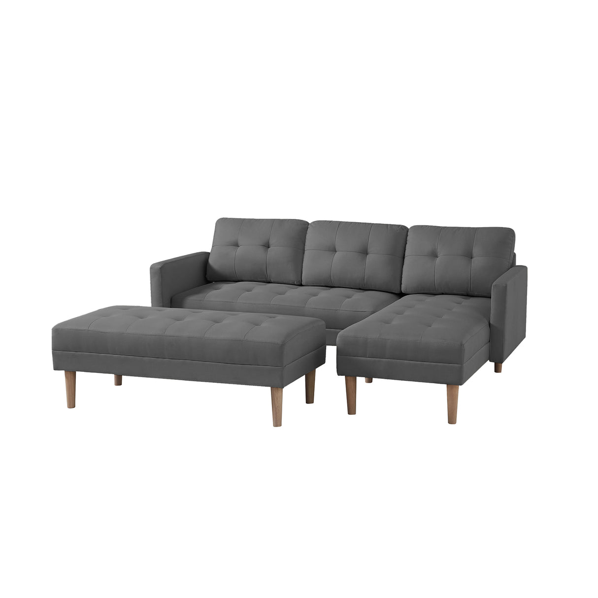 Sofa Chaise with Ottoman - Gray