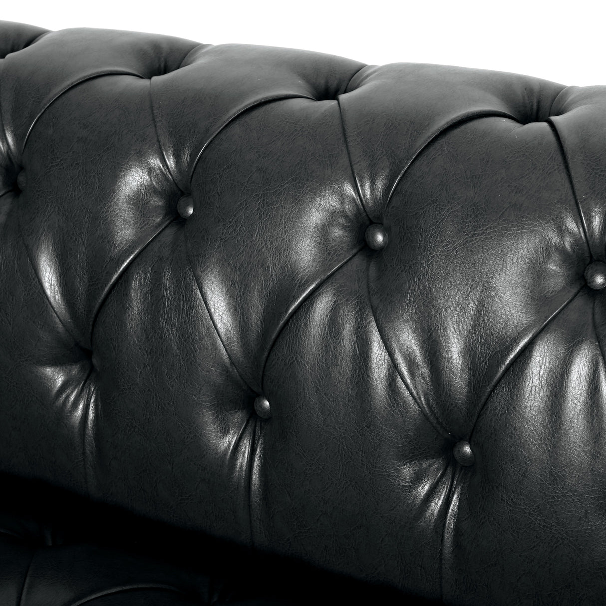 Modern PU Leather Sofa - Black