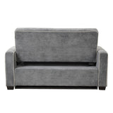 Upholstered Loveseat with Pull Out Sofa, Two Throw Pillows, Dual USB Charging Port And Adjustable Backrest - Gray