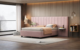 Full Size Upholstered Platform Bed with Tall Headboard, Pink