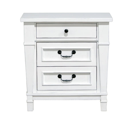 Coastal 3 Drawer Nightstand - White