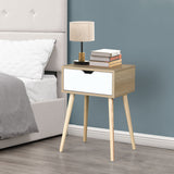 Night Stand With 1 Drawer - White and Light Brown