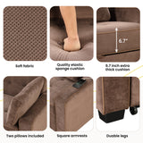 66.5" Upholstered Loveseat With Pull Out Bed, Two Throw Pillows, Dual USB Charging Port and Adjustable Backrest - Brown