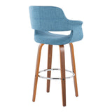 Vintage Flair - Mid Century Modern Fixed Height Barstool With Swivel & Round Footrest (Set of 2)