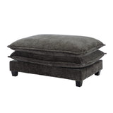 112.6" Chenille Upholstered Sofa with Two Ottomans, Two USB Ports, Two Cup Holders and Large Storage Box -Dark Gray