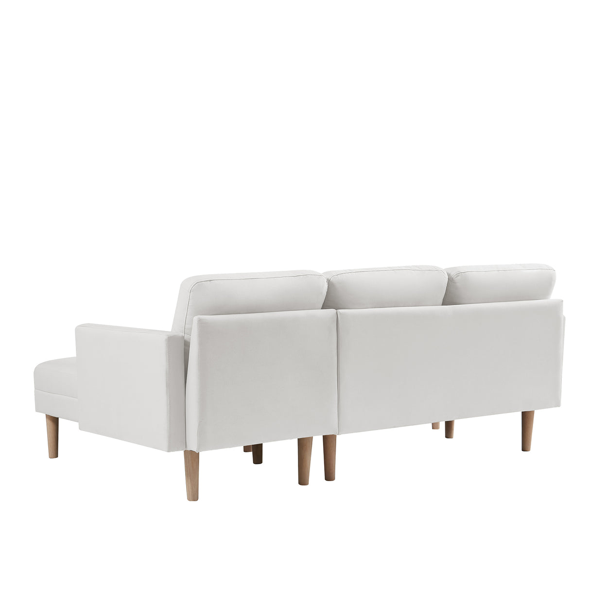 White Fabric Right Facing Sofa Chaise with Ottoman - White