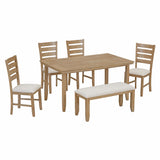 TREXM 6Pc  Dining Set (Natural Wood Wash)