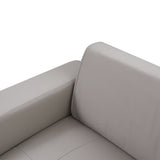 107" Contemporary Sofa with a Round Storage Ottoman and Three Removable Pillows - Grey