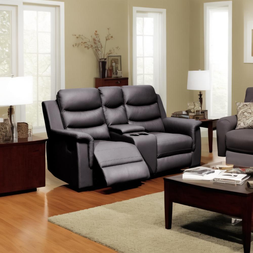 Reclining Loveseat With Middle Console - Black