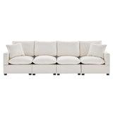 Modern Chenille  Modular Sofa with 2 Pillows - White