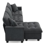 Modern Sectional Sofa with Pillow sand Ottoman - Dark Gray