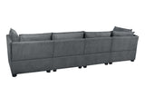 130" Linen Modular Sofa Sectional with Two Ottomans - Gray