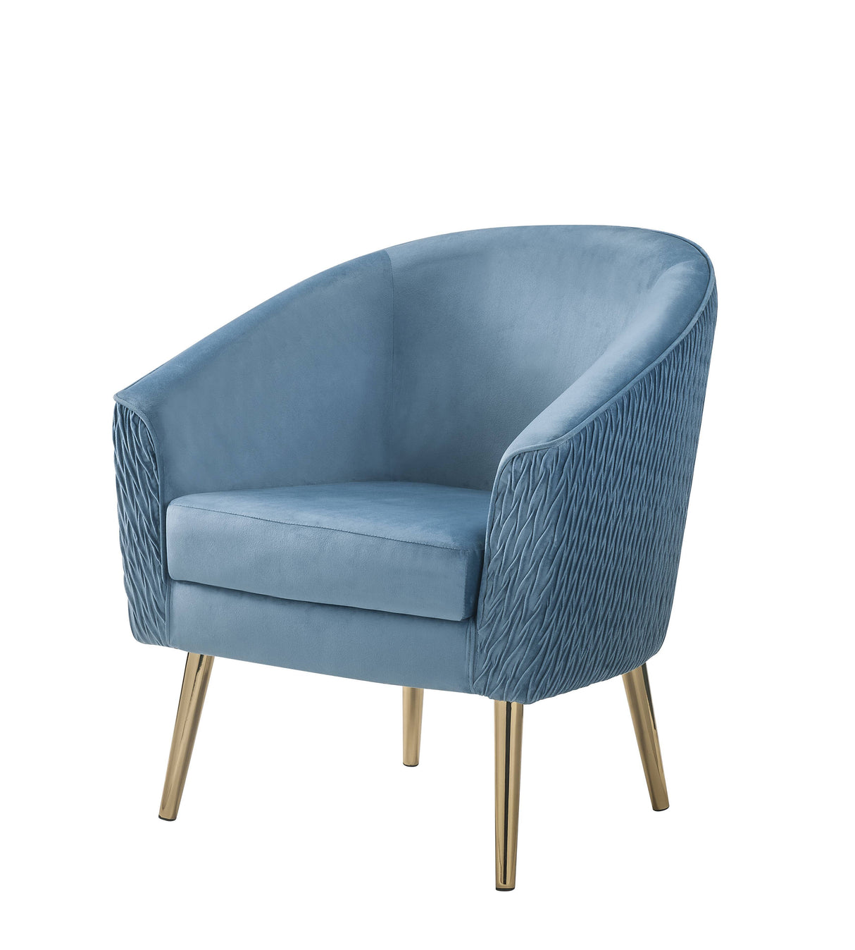 Benny - Velvet Accent Chair - Blue / Gold