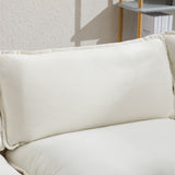 112.2" Chenille Upholstered Sofa with Ottoman and 5 Pillows - Off White