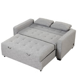 66.5" Upholstered Loveseat With Pull Out Bed, Two Throw Pillows, Dual USB Charging Port and Adjustable Backrest - Light Gray