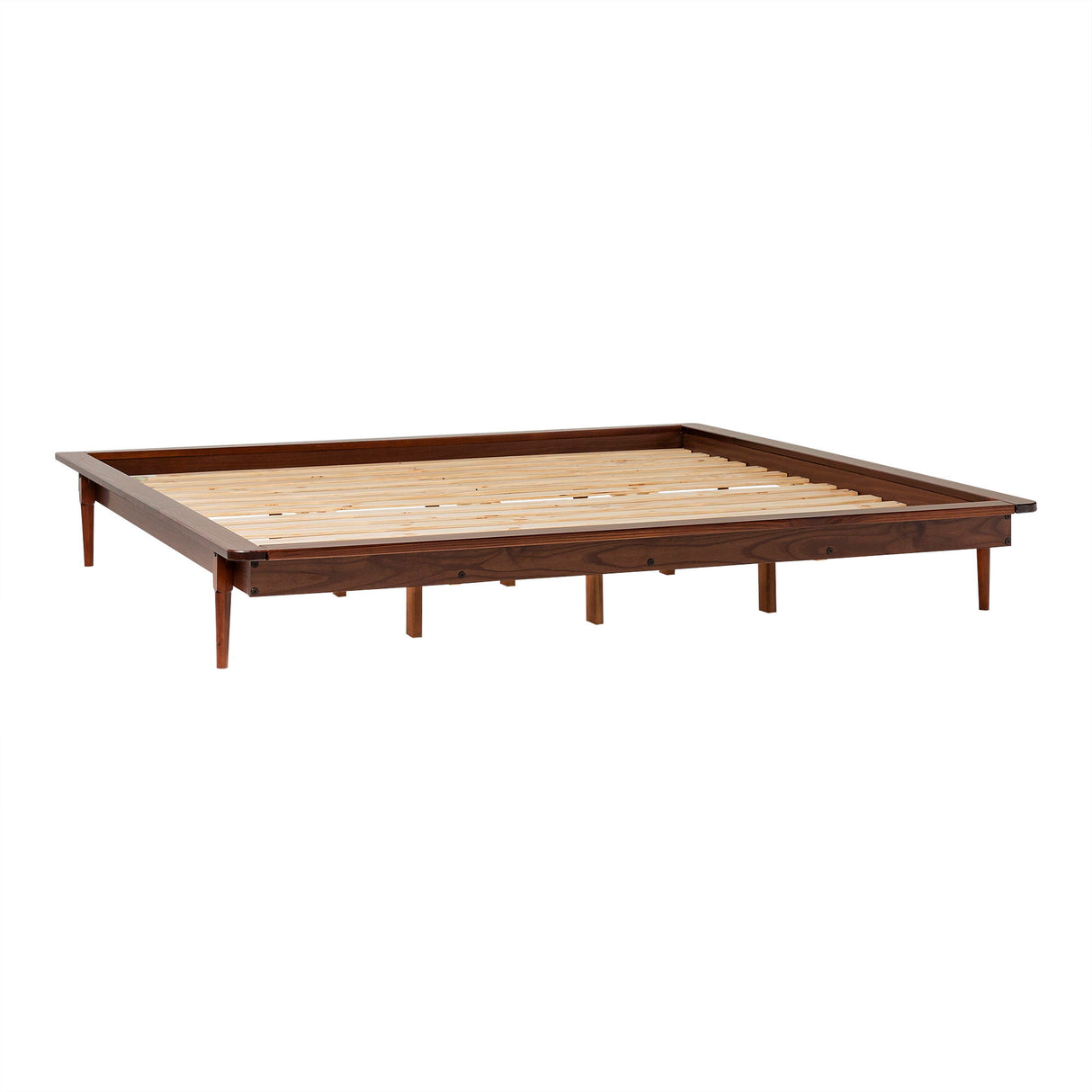 Mid-Century Modern Solid Wood Platform Bed Frame