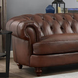 Newport - Leather Loveseat - Caramel