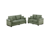 2 PC Living Room Set Including Sofa and love Seat With Pillows -Sage Green