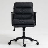 Office Chair, Mid Back Home Office Desk Task Chair With Wheels And Arms Ergonomic PU Leather Computer Rolling Swivel Chair With Padded Armrest