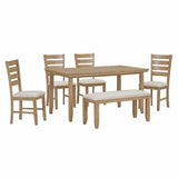 TREXM 6Pc  Dining Set (Natural Wood Wash)