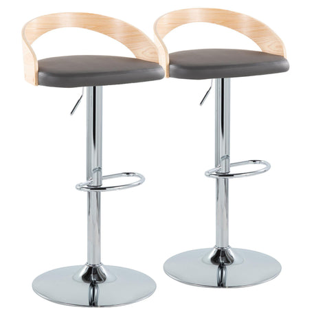 Grotto - Mid Century Modern Adjustable Height Barstool & Swivel With Oval Footrest (Set of 2)