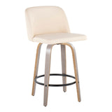 Toriano - Contemporary Fixed Height Counter Stool With Swivel & Round Footrest (Set of 2)