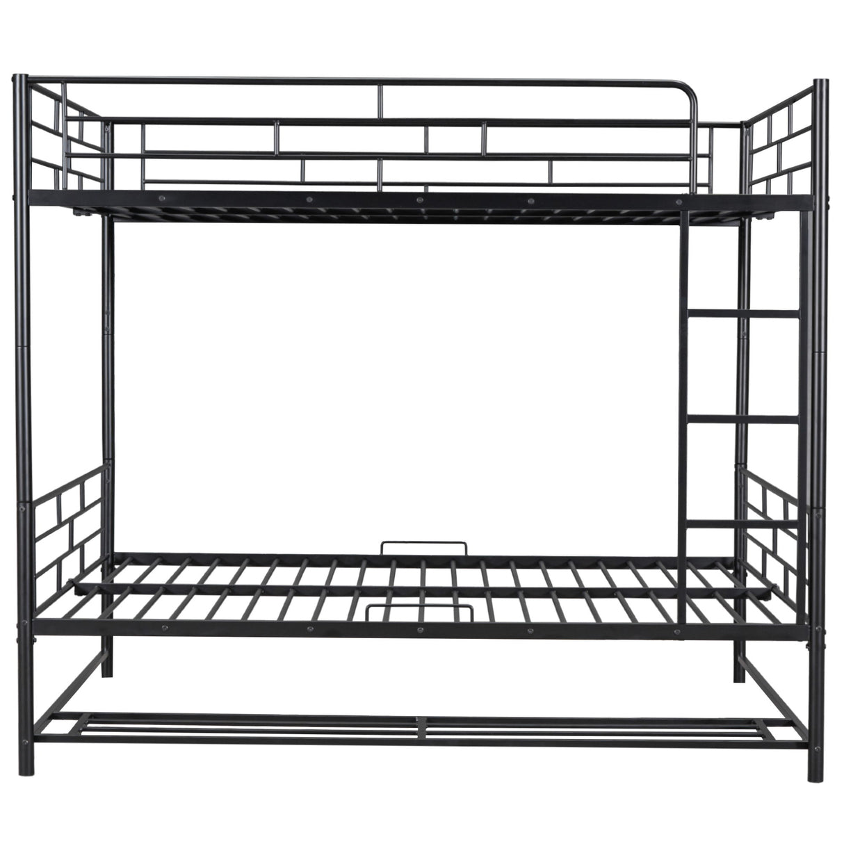 Metal Bunk Bed With Shelf And Guardrails