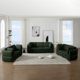 3 Piece Living Room Set With Storage including Sofa, Love Seat and Chair - Green