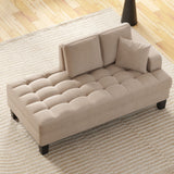 Tufted Upholstered Textured Fabric Chaise Lounge Set and 2 Toss Pillows Included - Warm Gray